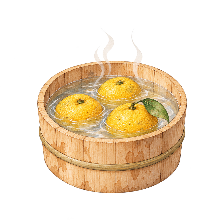 柚子湯の桶の絵