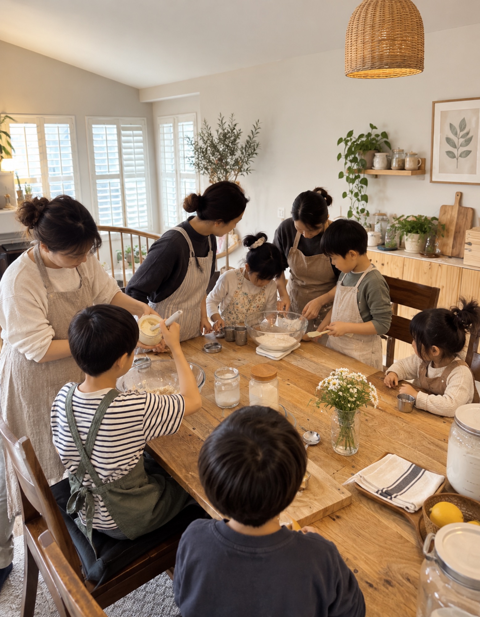 A place to learn ── around a table, with bowls and jars at hand